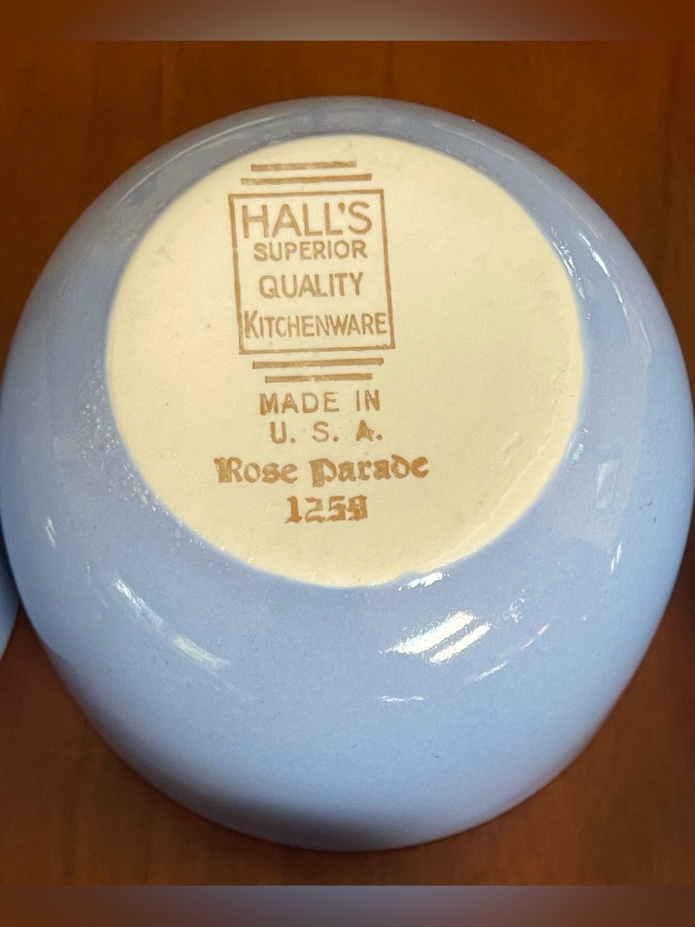 1259 Rose Parade Halls: Set of 6 Vintage Blue and White Ceramic Custard Ramekins